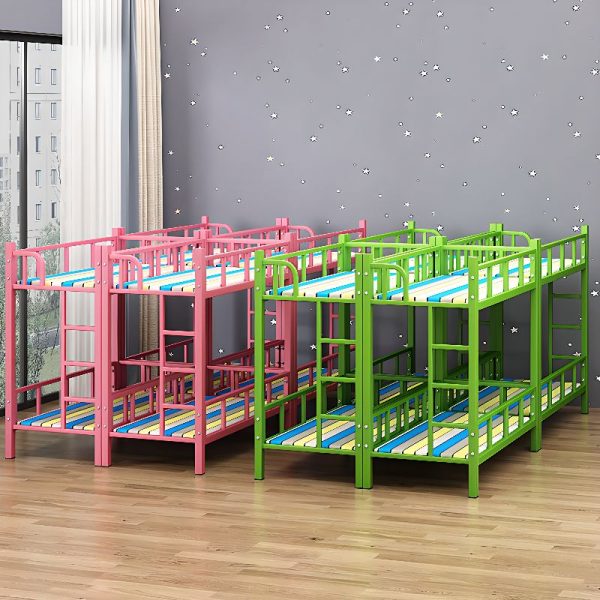 "Trendy Iron Bunk Children's Bed with Standard Bunk Configuration, Gender Neutral, Ladder & Guardrail"