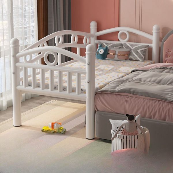 "Chalk Modish Iron Standard Children Bed, Princess Theme, Coir Mattress, Guardrail, Gender Neutral"