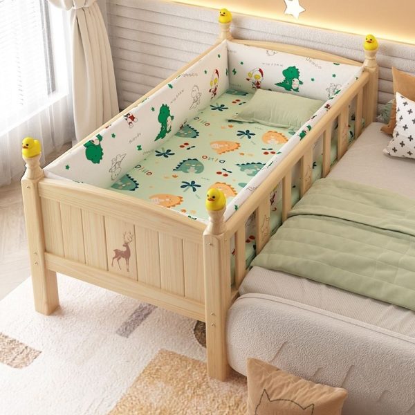 "Minimalist Natural Finish Lumber Standard Children Bed with Coir Mattress, Detachable Guardrails, and Headboard for Gender Neutral"